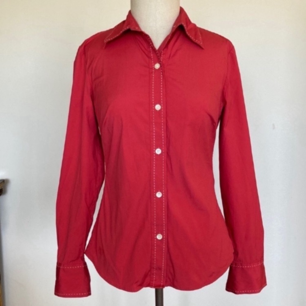 GAP stretch Y2K button down long sleeved shirt with top stitching S